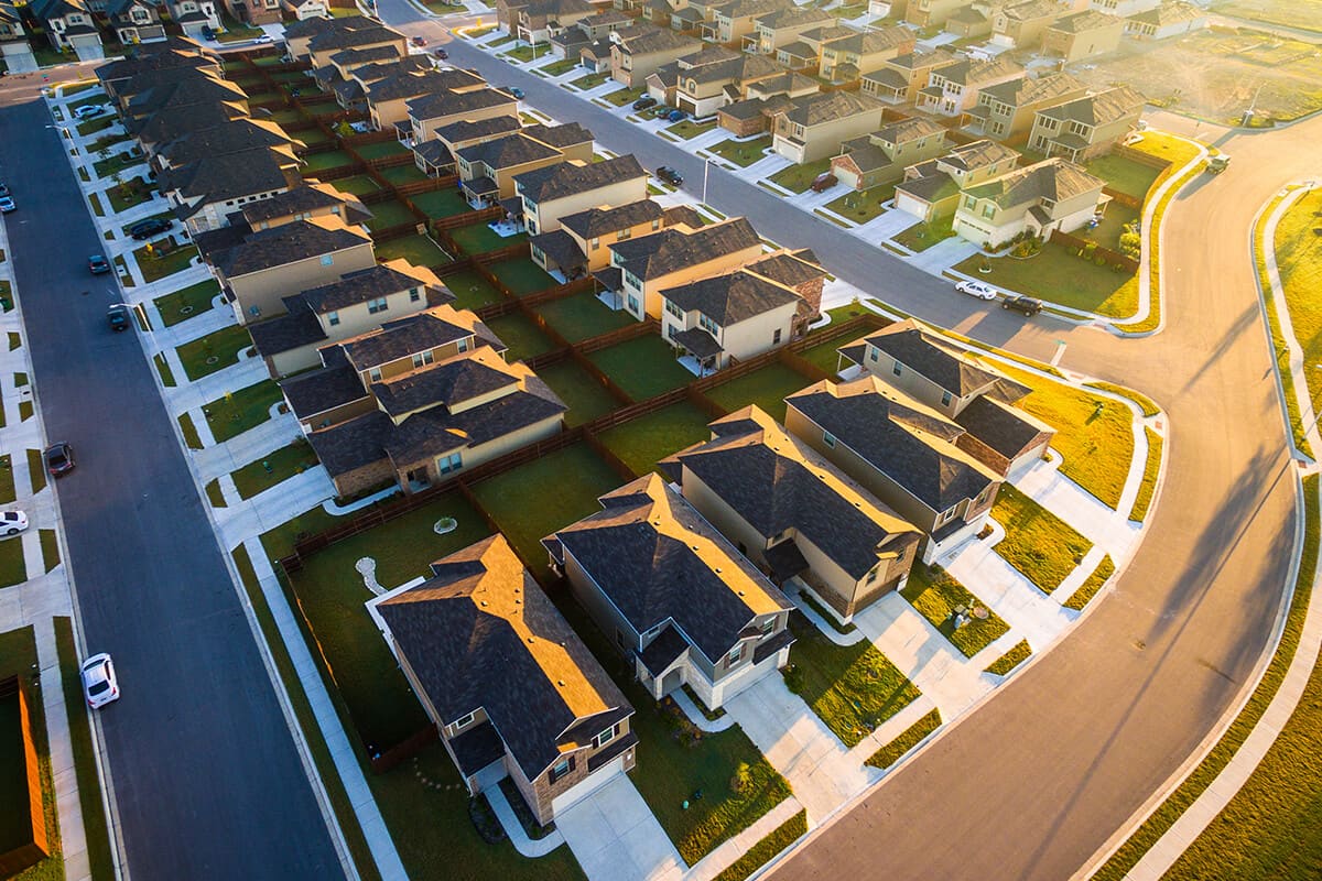 Bird view of suburb in South Texas